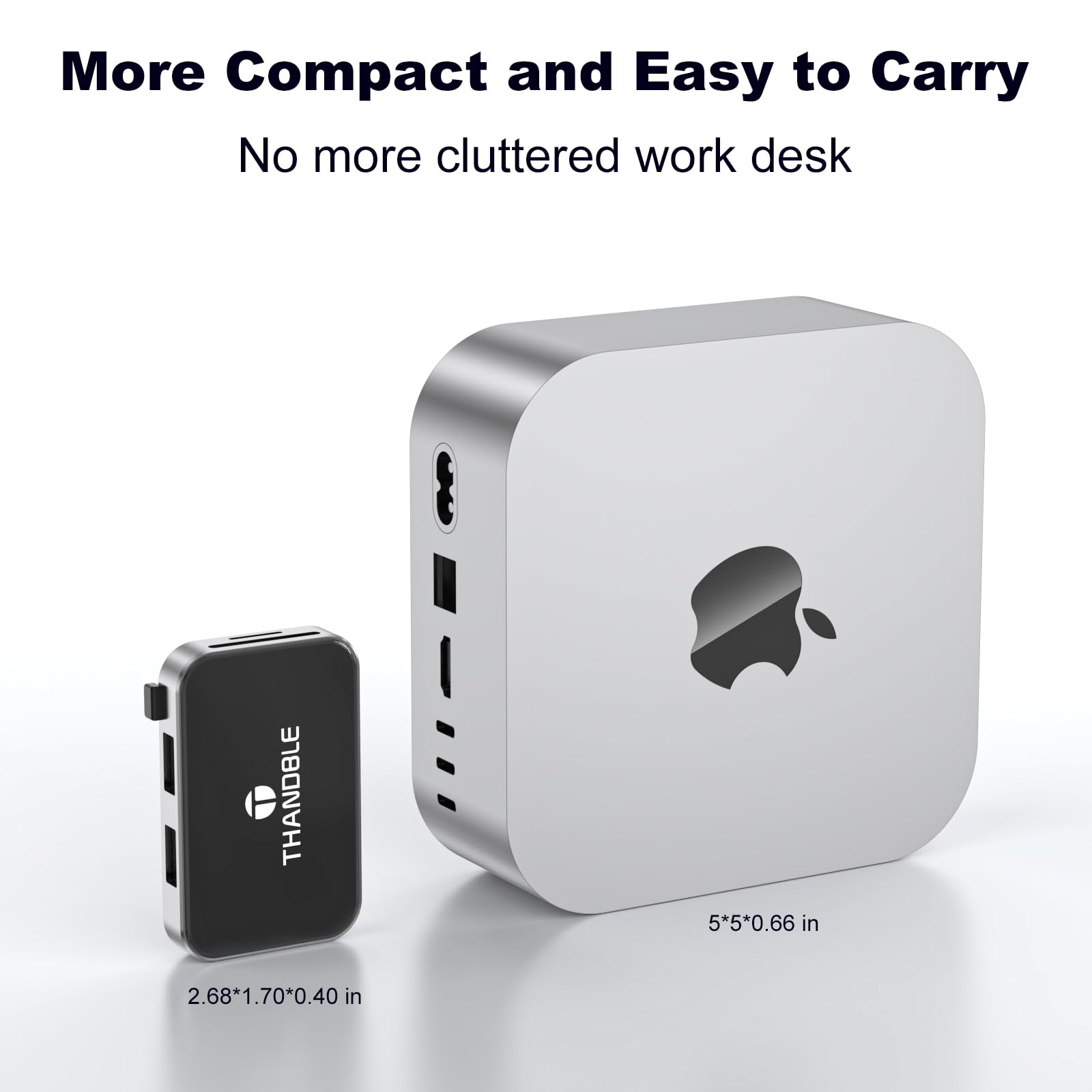 THANDBLE Base e hub Mac mini M4, mini hub 6 em 1 para Mac com 2